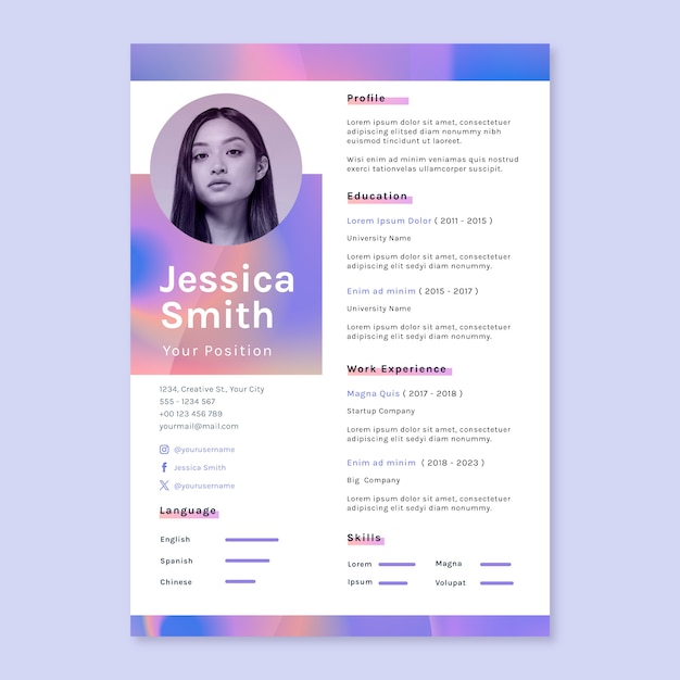 Ontwerp met verloop cv-template