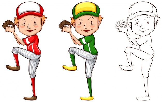 Gratis vector ontwerp teken voor illustratie van de honkbal speler