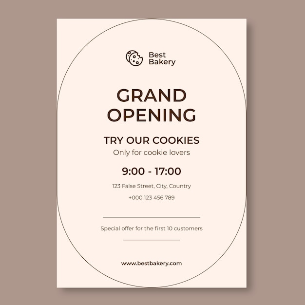 Gratis vector ontwerp uitnodiging bakkerij opening