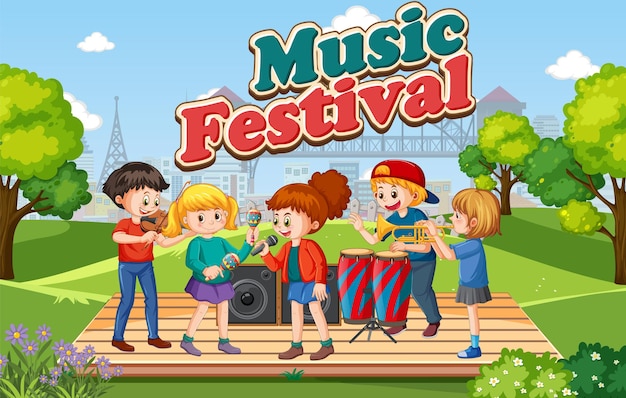 Ontwerp van de banner van de tekst van het muziekfestival