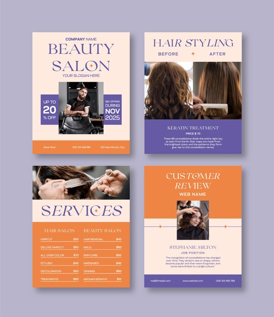 Ontwerp van een sjabloon voor een Instagram-post van een schoonheidssalon