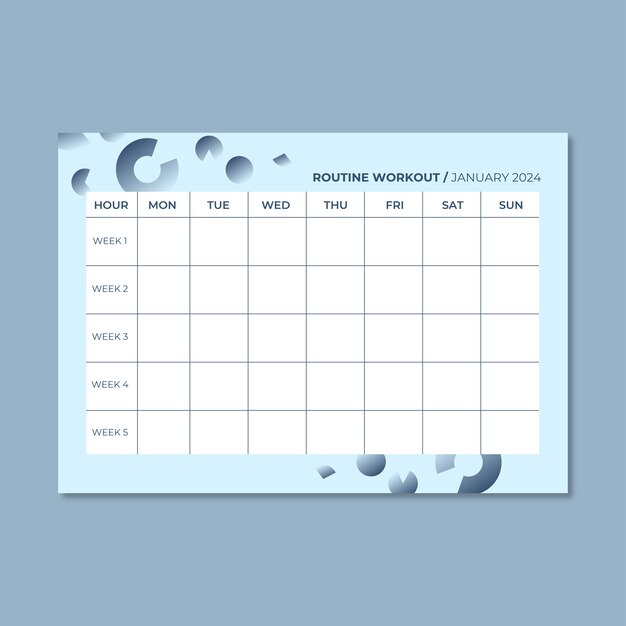 Ontwerp van een sjabloon voor een routinematige workoutkalender