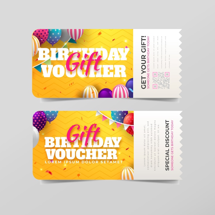 Gratis Vector ontwerp van een verjaardagscadeaubon met verloop
