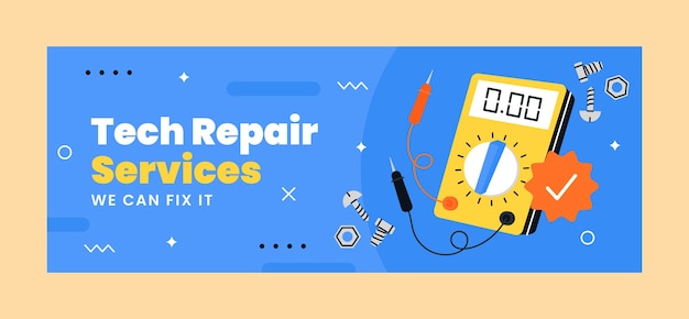 Gratis vector ontwerp van het sjabloon voor technische reparaties