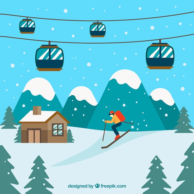 Gratis vector ontwerp van het skistation