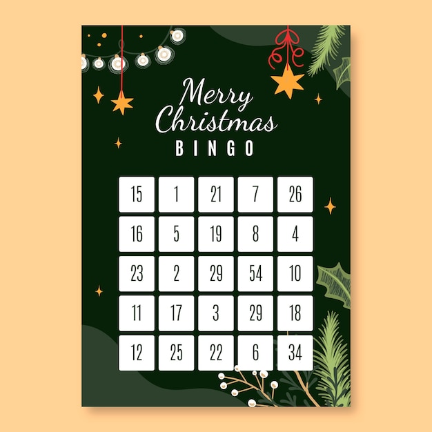 Gratis vector ontwerp van kerstbingo kaarten