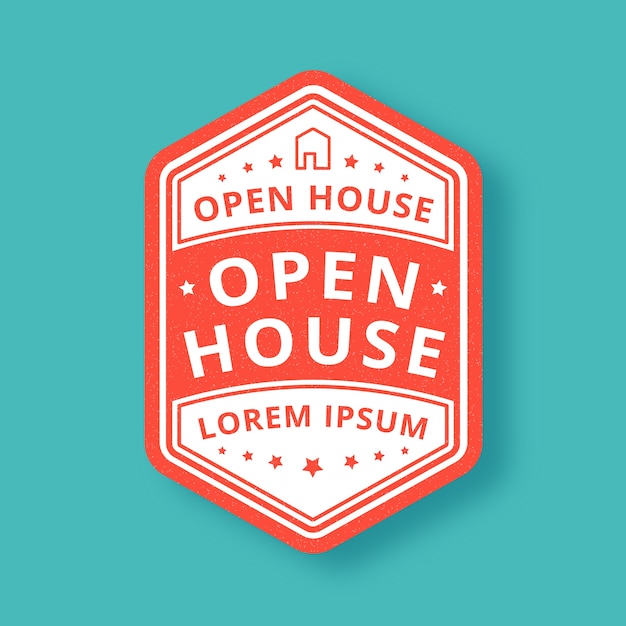 Gratis vector ontwerp van open huis label