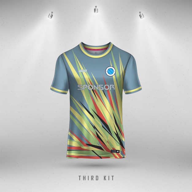 Gratis vector ontwerp van voetbaltrui voor sublimatie, ontwerp van sportt-shirts