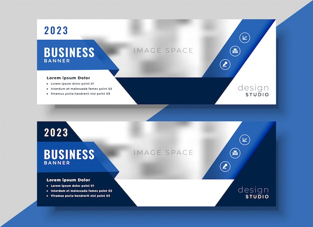 Gratis vector ontwerp van zakelijke blauwe banners voor uw bedrijf