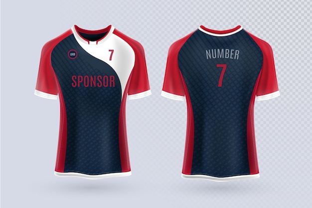 Ontwerp voor en achter in voetbalshirt