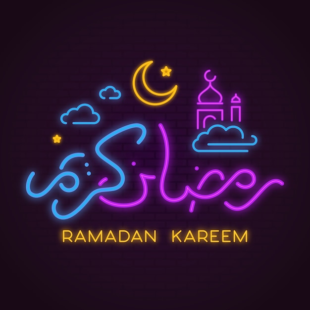 Ontwerp voor ramadan belettering neon teken