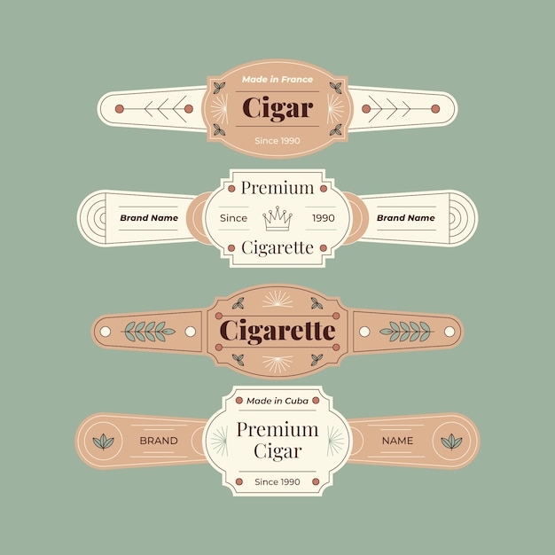 Gratis vector ontwerpcollectie voor sigarenlabels