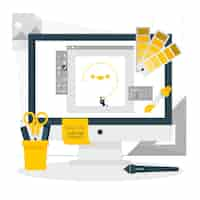 Gratis vector ontwerpen tools concept illustratie