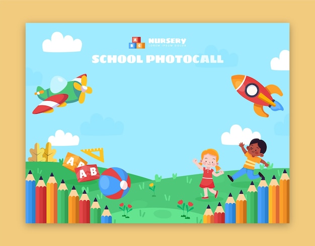 Gratis vector ontwerpsjabloon voor handgetekende kleuterschool