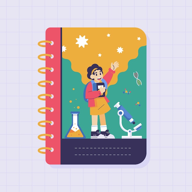 Gratis vector ontwerpsjabloon voor mooie notebookomslag