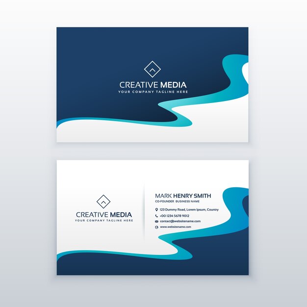 ontzagwekkend blauwe golvende visitekaartje ontwerp voor uw merk