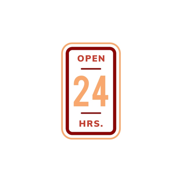 Open 24 uur banner teken illustratie