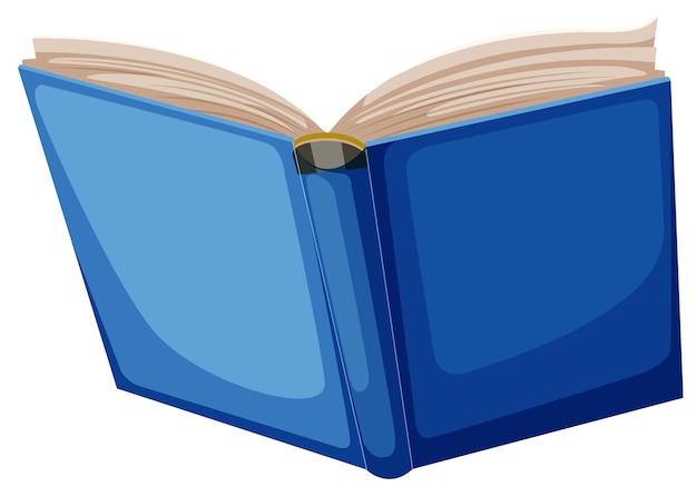 Open blauw boek op wit