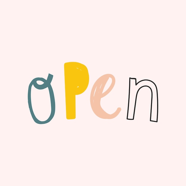 Gratis vector open doodle typografie vector voor kinderen