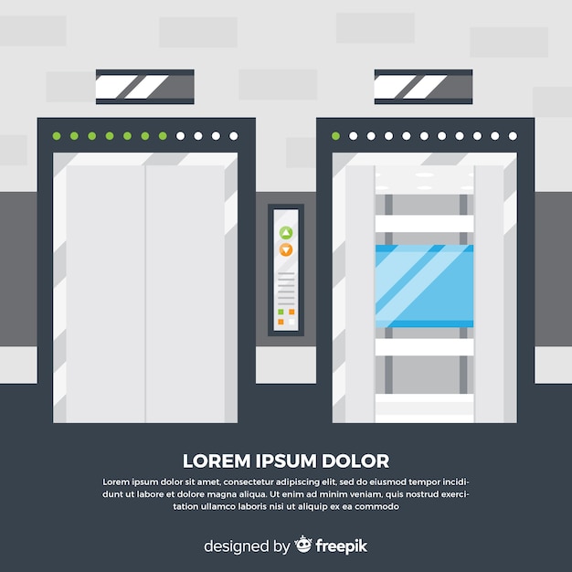 Gratis vector open en gesloten lift met plat ontwerp