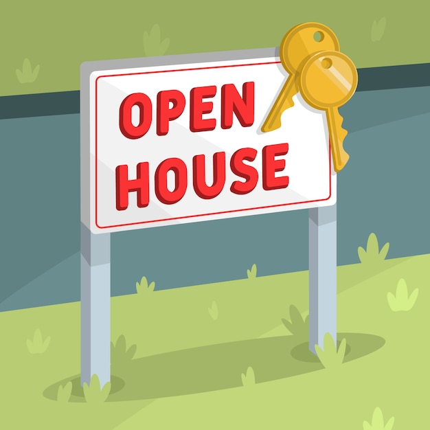 Gratis vector open huis indicator met sleutels