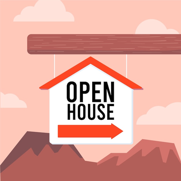 Gratis vector open huis teken concept