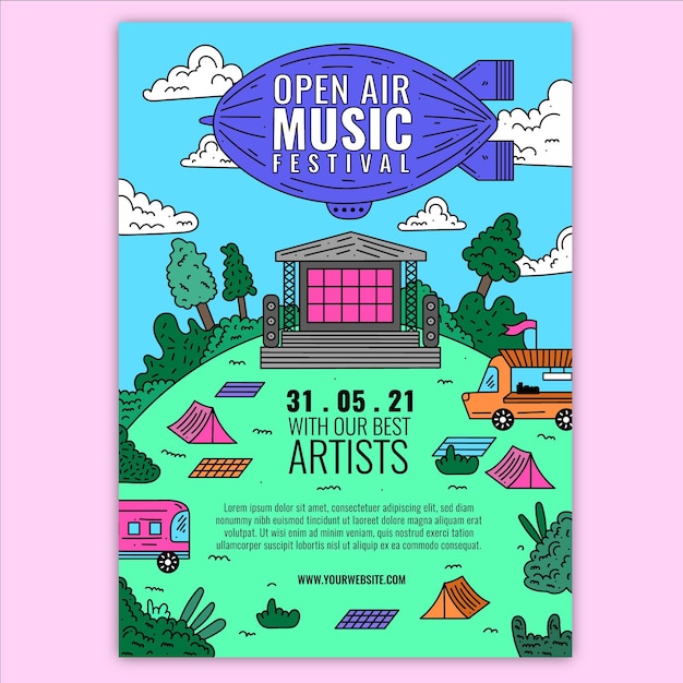 Gratis vector open lucht muziekfestival evenement posterontwerp