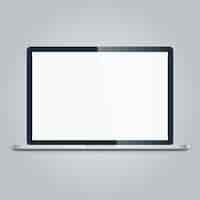 Gratis vector open moderne laptop met een leeg scherm op wit wordt geïsoleerd