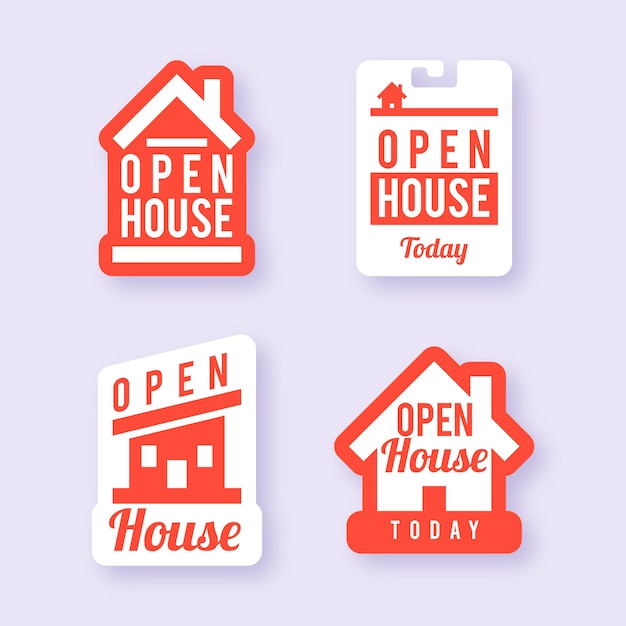 Gratis vector opendeurlabel set