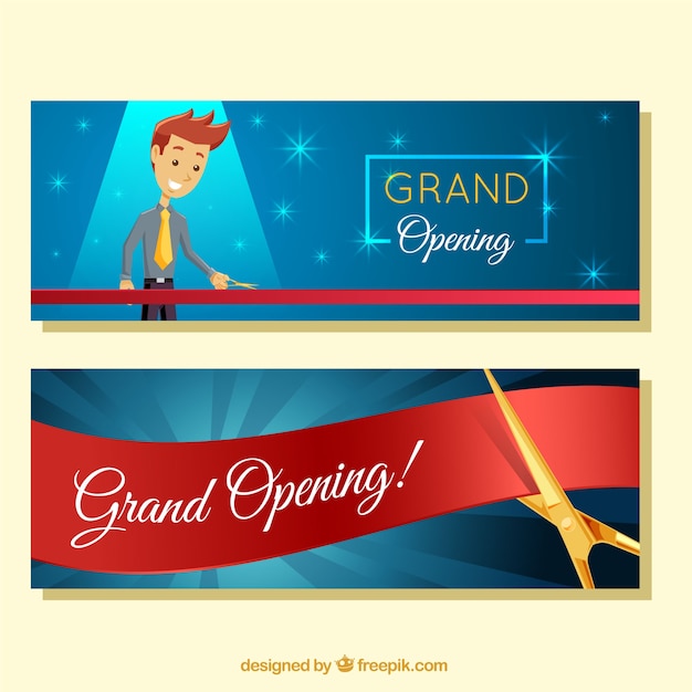 Opening banners met smiley karakter