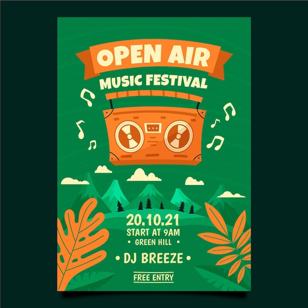 Gratis vector openlucht muziekfestival poster