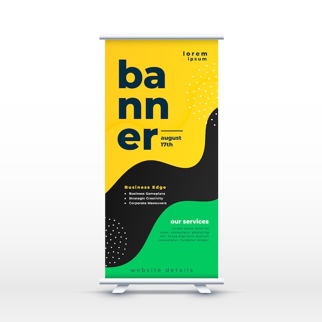opgerold display cover banner een bedrijfskantoor