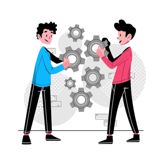 Gratis vector oplossen van probleemconcept moeilijk werk teamwork assembleren effectieve bedrijfsoplossingsstrategie