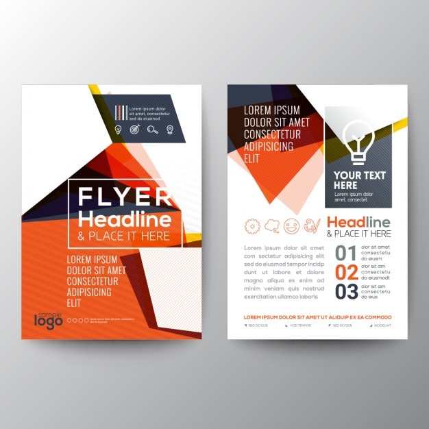 Orange driehoek poster vorm brochure flyer template