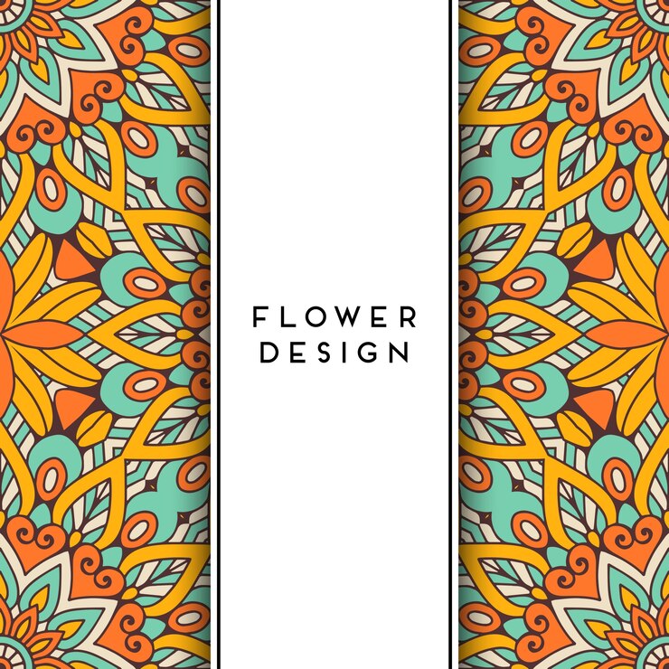 Oranje en blauwe bloemen mandala