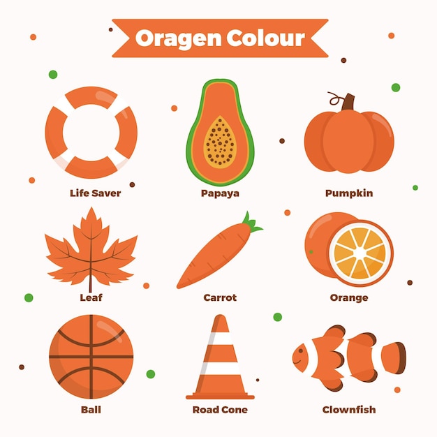 Gratis vector oranje en woordenschatwoordenpakket