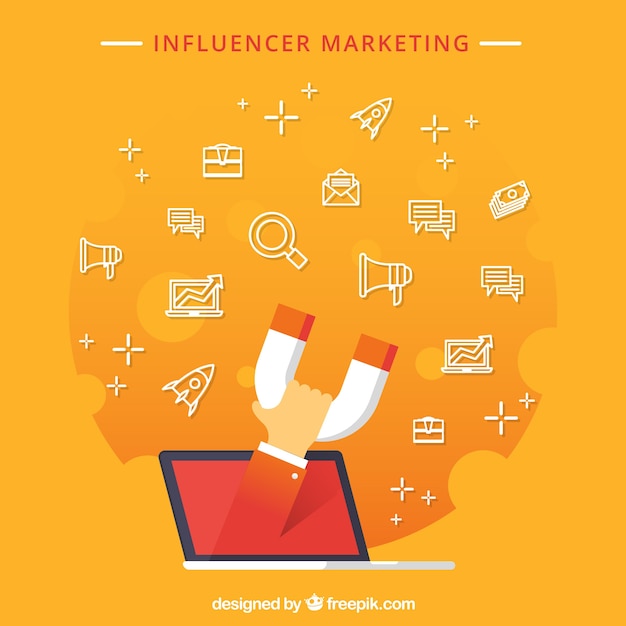 Gratis vector oranje influencer marketing concept