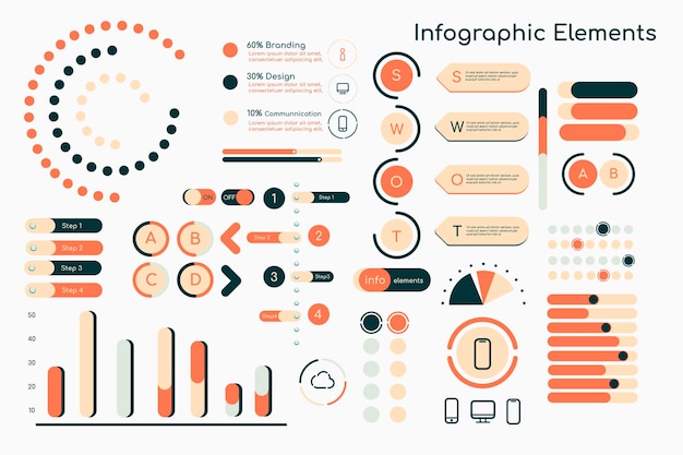 Gratis vector oranje infographic designelementen collectie