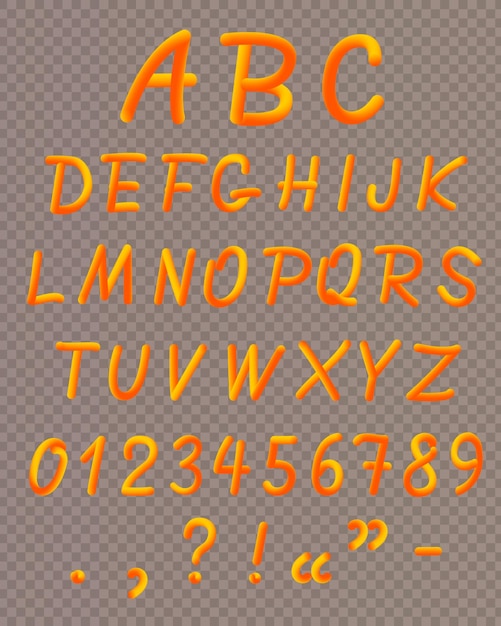 Oranje vloeibaar neon lettertype