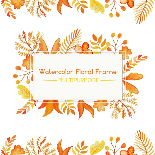 Oranje Waterverf Bloemen Frame Multipurpose