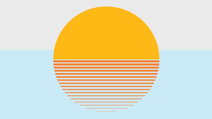 Gratis Vector oranje zonsondergang esthetische vector blauw behang