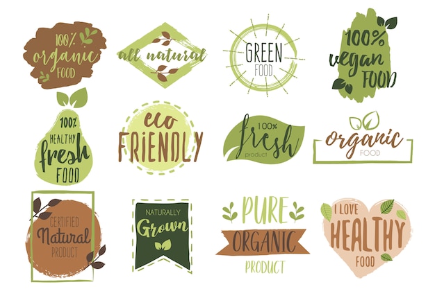 Organic food badge collection