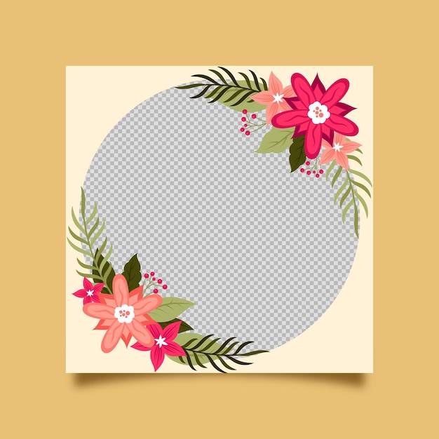 Organisch plat bloemen facebook frame