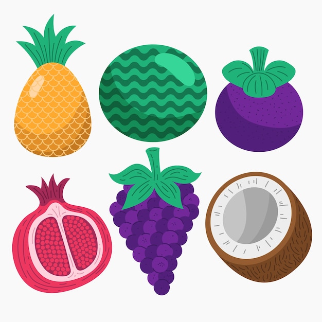 Gratis vector organisch plat heerlijk fruitpakket