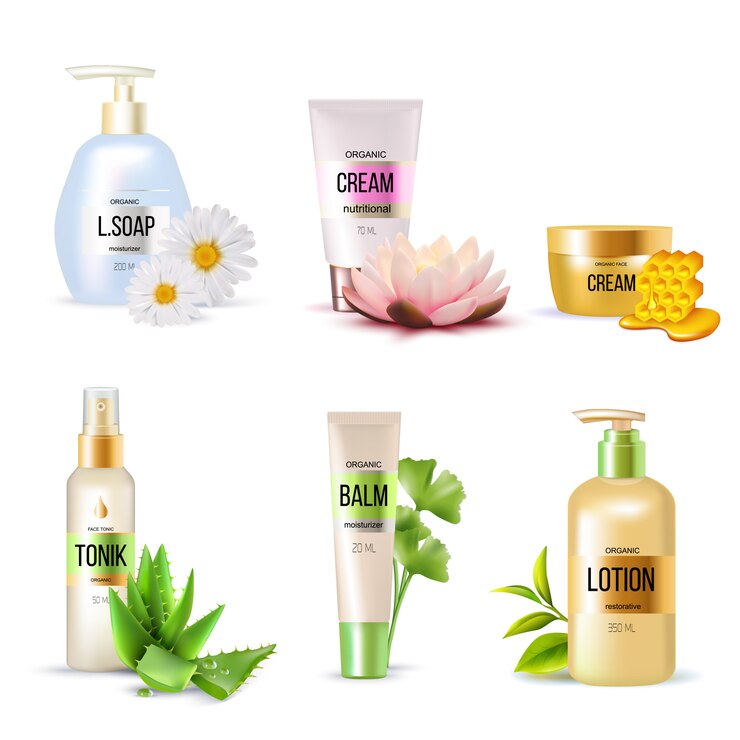 Gratis Vector organische cosmetica set
