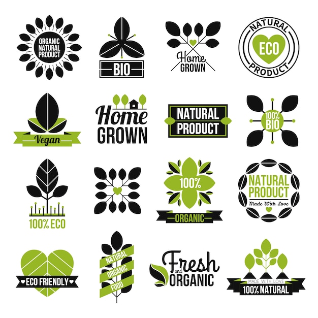 Gratis vector organische etikettenset voor natuurproducten