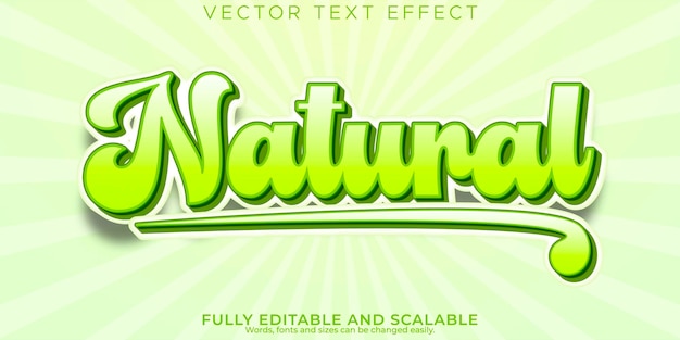 Gratis vector organische natuurlijke teksteffect bewerkbare groene en natuurlijke tekststijl