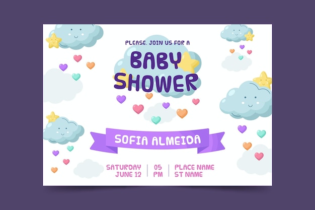 Organische platte chuva de amor baby showeruitnodiging