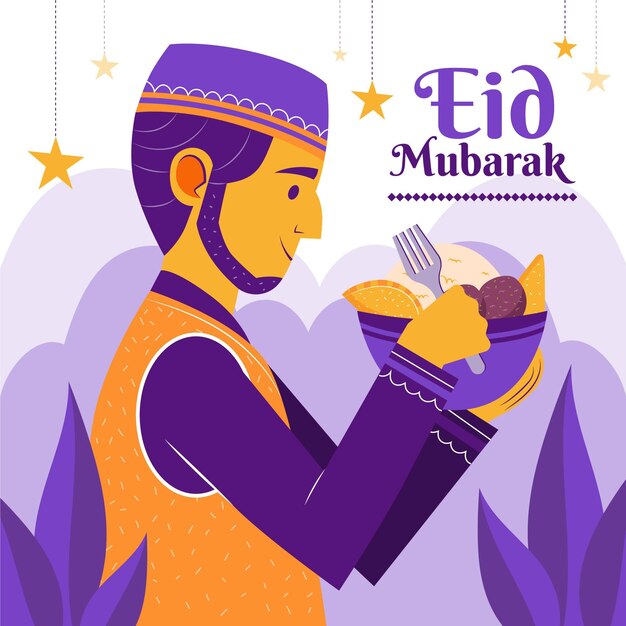 Organische platte eid al-fitr illustratie