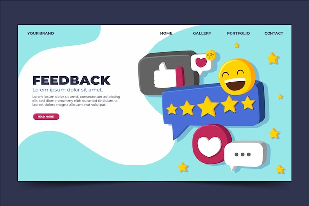 Gratis vector organische platte feedback bestemmingspagina-sjabloon